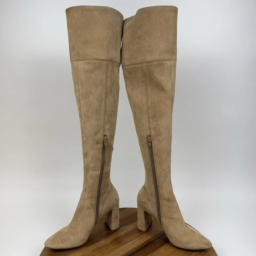 New Womens Jeffrey Campbell Parisah Tan Faux Suede Over The Knee Boots Size 5 M